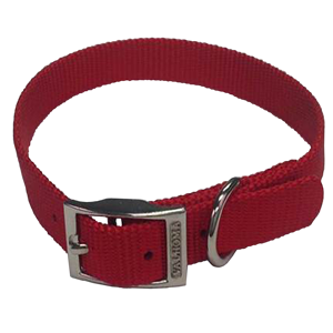 Large Red 3/4-Inch Dogit Nylon Adjustable Single Ply Dog Collar with Plastic Snap